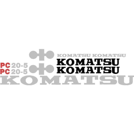 Aftermarket Komatsu PC 20-5 Excavator Decal Set (without White Stripe) KMPC20-5DECALSET